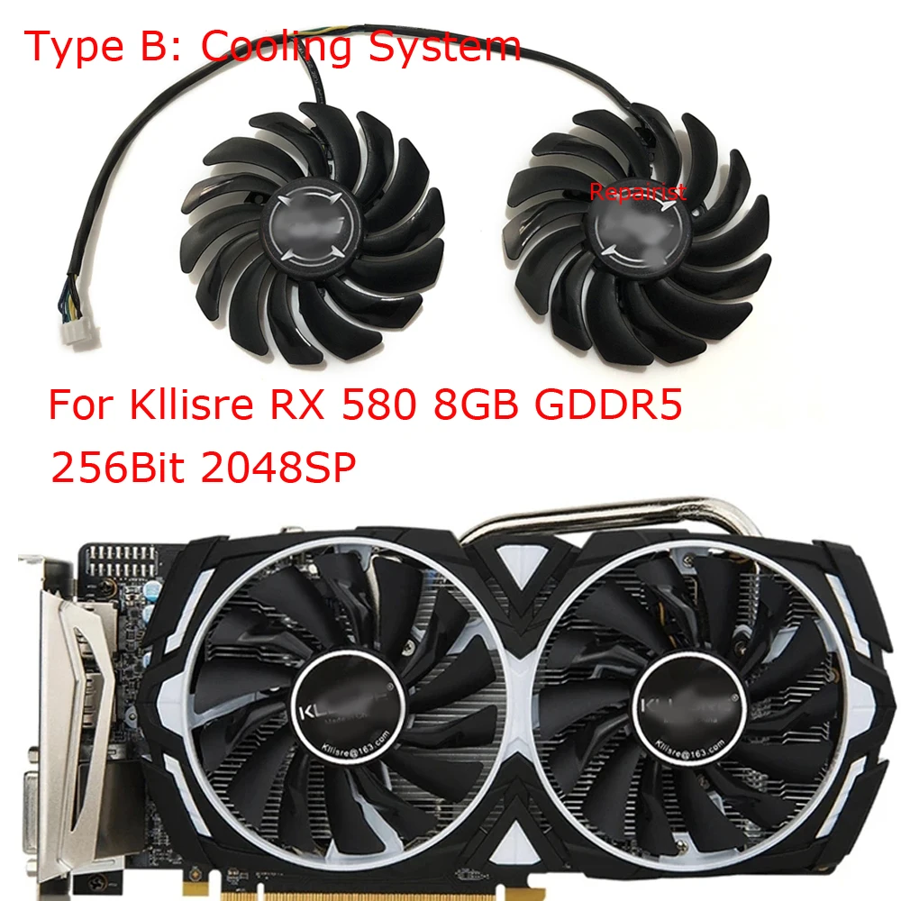 Rx 580 8Gb 2048Sp Gpu - 2ชิ้น/เซ็ต,ตัวทำความเย็น VGA GPU พัดลมการ์ดจอ,PLD09210S12HH สำหรับ kllisre